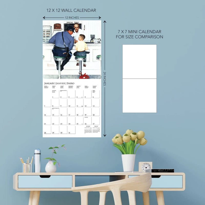Graphique 2024 Saturday Evening Post Wall Calendar | 12â€ x 12â€ | Thick Paper | Home & Office Organizer | Large Monthly Grid | 3 Languages & Marked Holidays | 4 Month Preview Page for 2025 - Image 4
